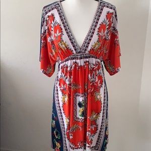 👗✨ Boho Plunging Neckline Dress - Size XL (Juniors) Good Condition